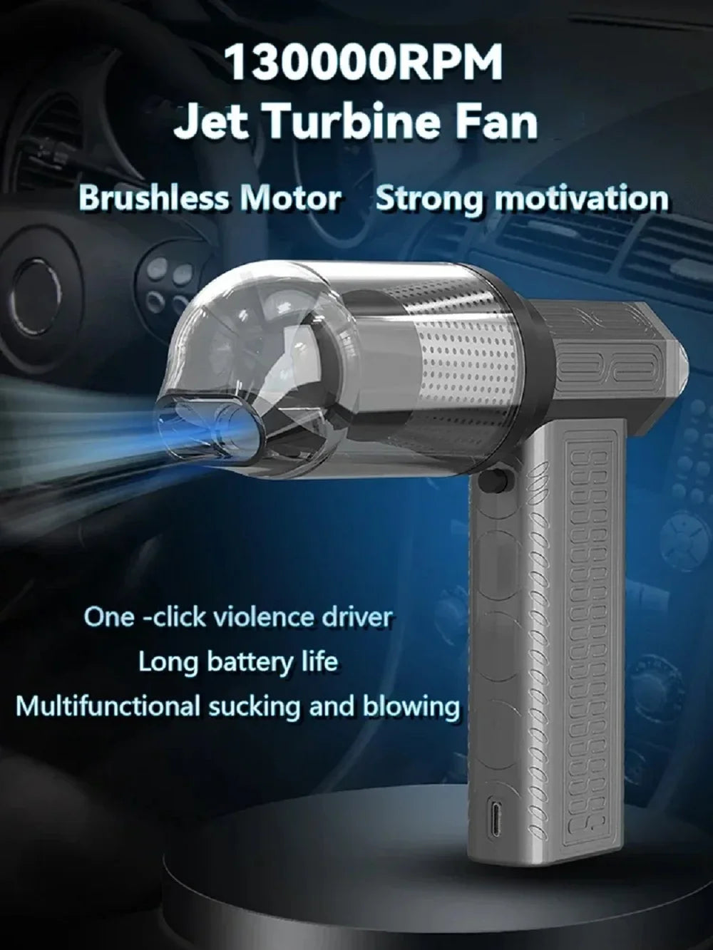 130,000 RPM Cordless Handheld Vacuum & Air Duster | Car & Home