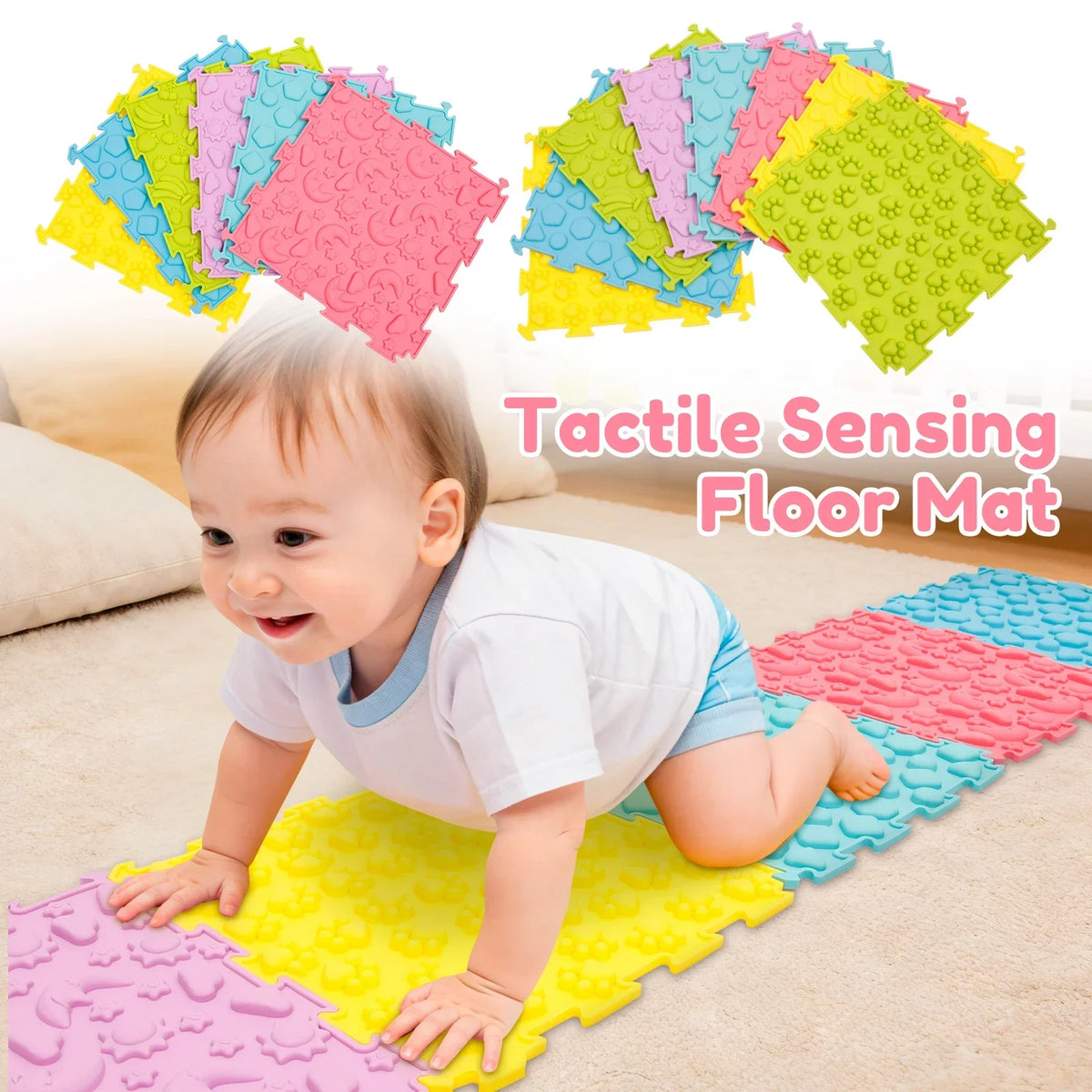 Silicone Interlocking Sensory Play Mat Set – 6 or 8 Pcs