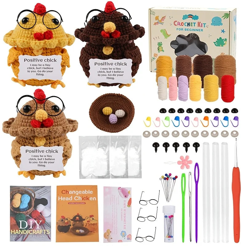 DIY Wool Ball Doll Crochet Kit – Animal Knitting Starter Set