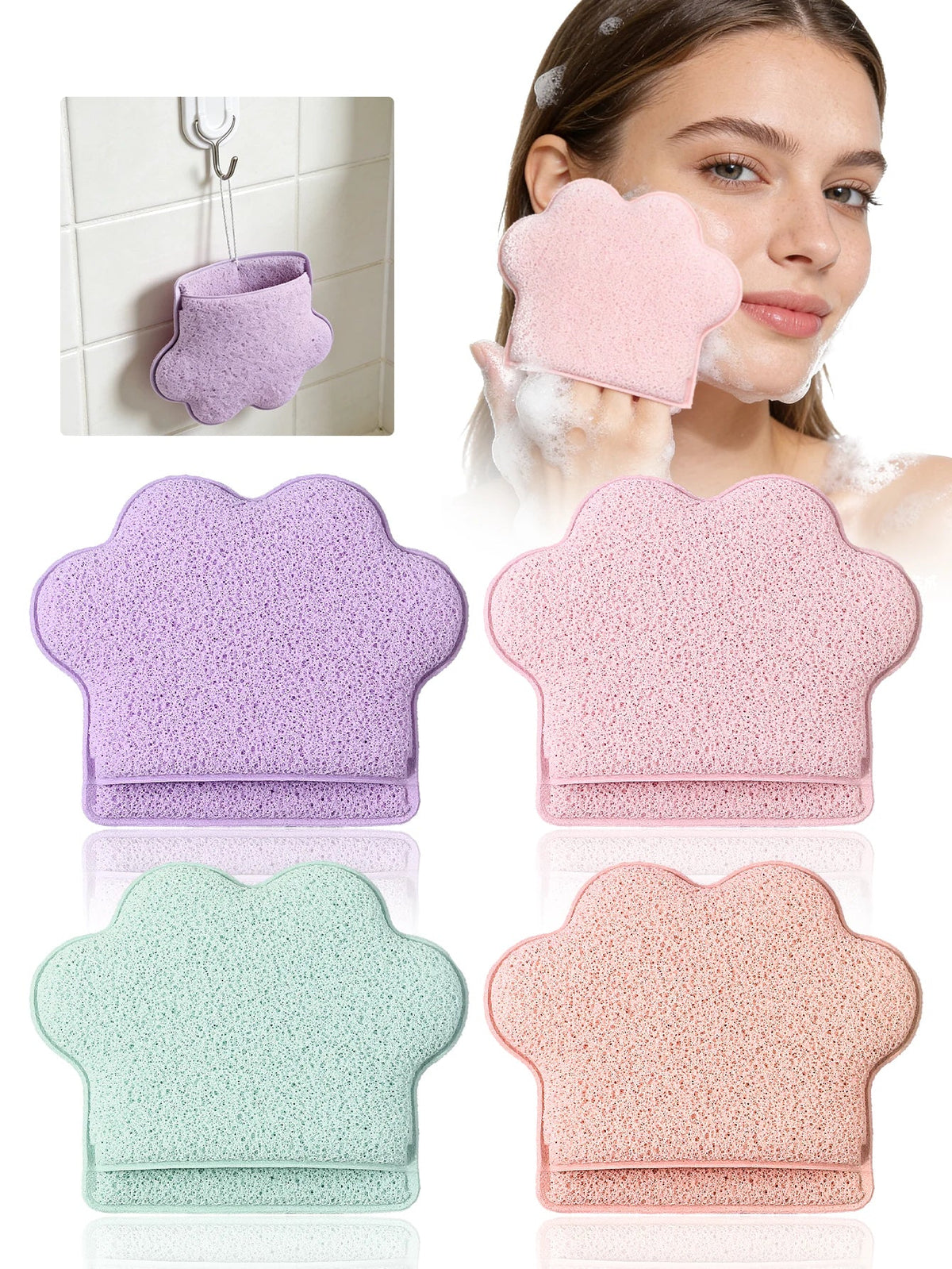 Cat Paw Face Cleansing Sponge – Makeup Remover & Exfoliator