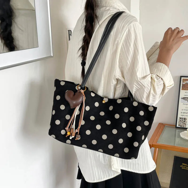 Nixie Polka Dot Shoulder Bag – Korean Style Women's Tote