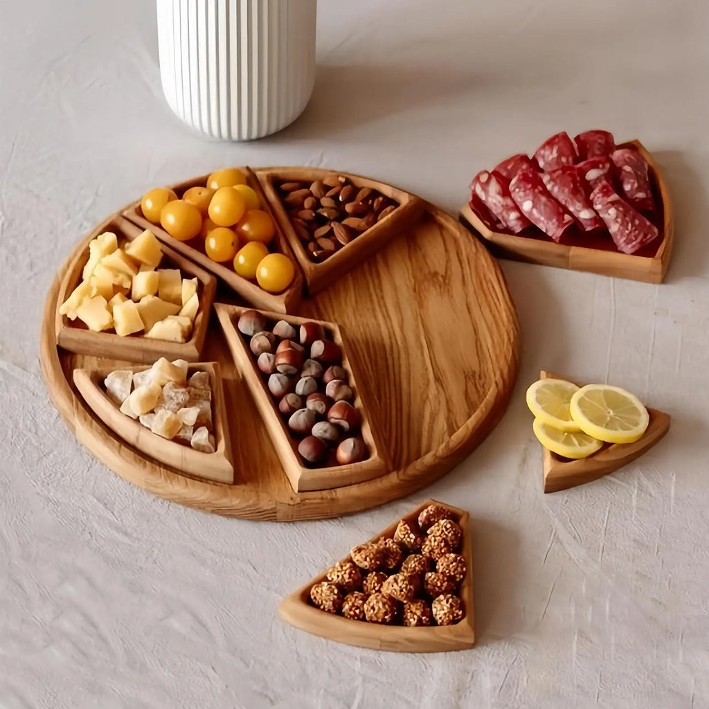 Wooden Divided Puzzle Serving Tray – Fruit & Snack Platter