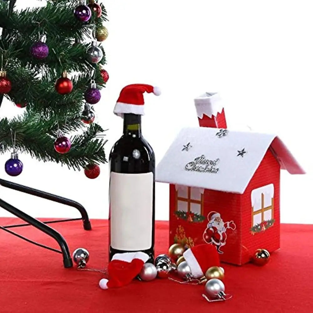 Mini Christmas Santa Hat Toppers for Bottles, Cups & Cutlery