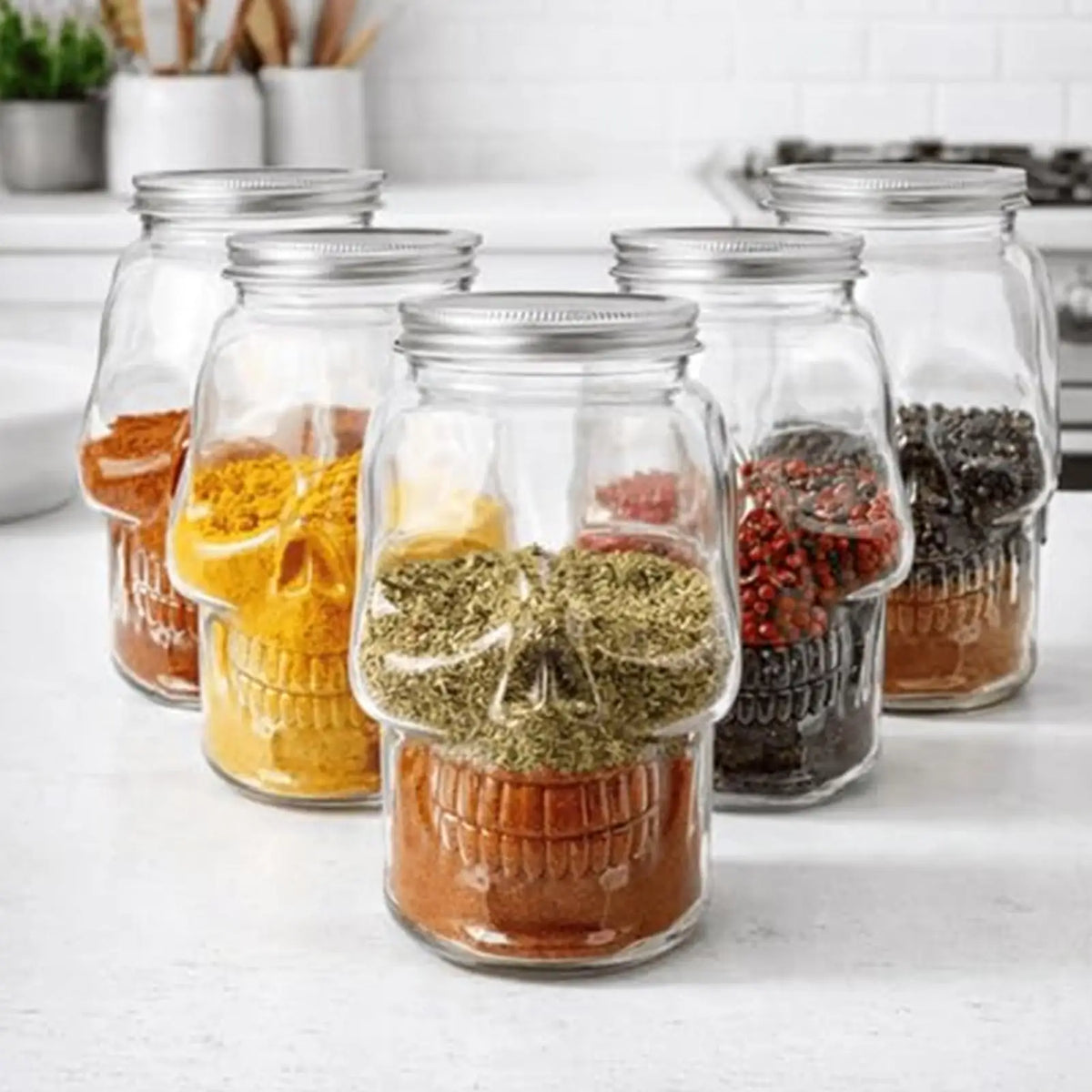 Skull Jars with Lid 500ml/800ml – Gothic Spooky Storage