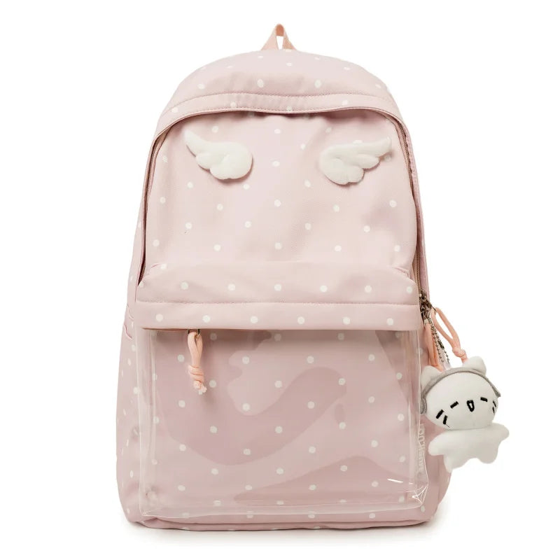 Polka Dot Transparent Large Capacity Student Backpack