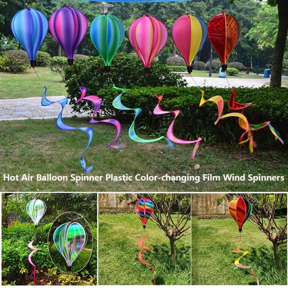 Rainbow Hot Air Balloon Wind Spinner 40cm – Kinetic Garden Decor