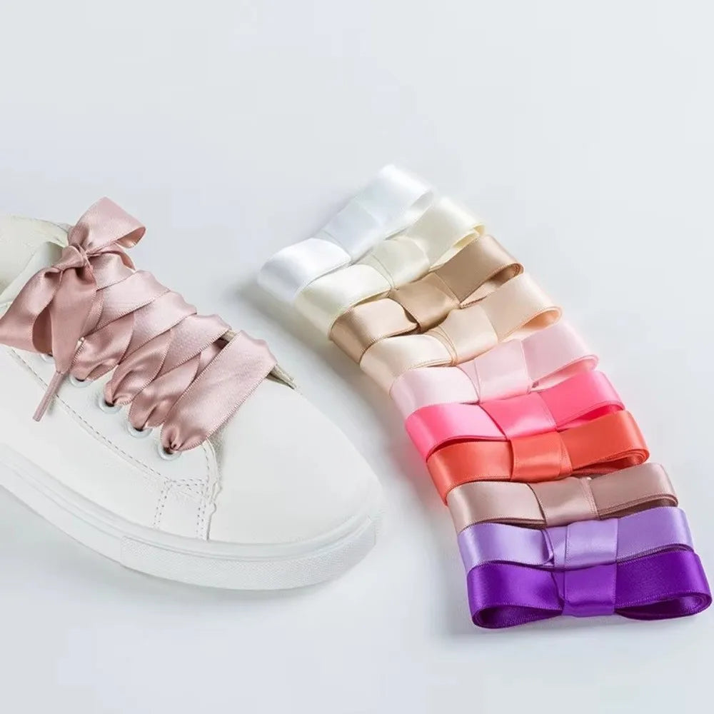 Satin Silk Flat Shoelaces – Smooth Double-Sided DIY Shoe Laces