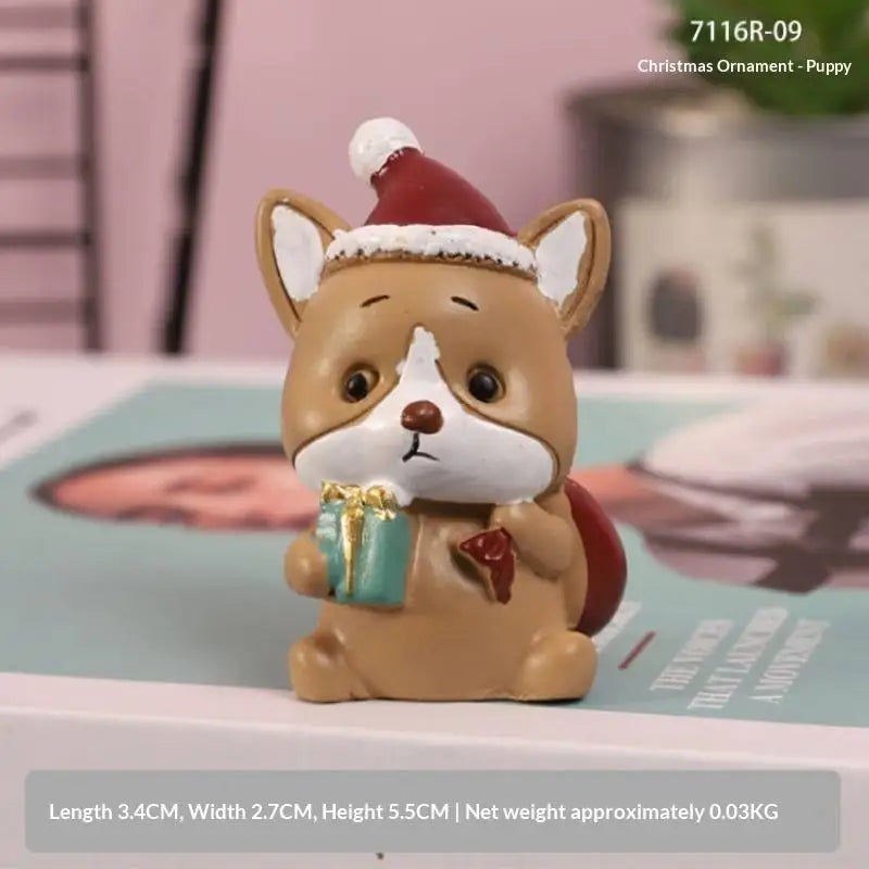 Mini Resin Christmas Animal Ornament | Cute Xmas Tree Pendant