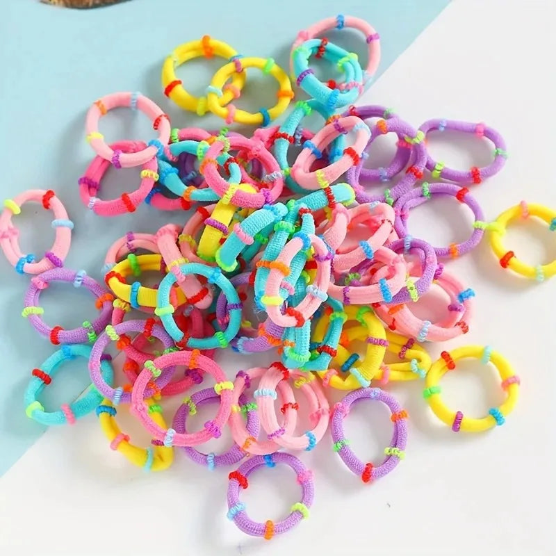 100pcs Elastic Hair Ties & Ponytail Holders – Soft Nylon Bands