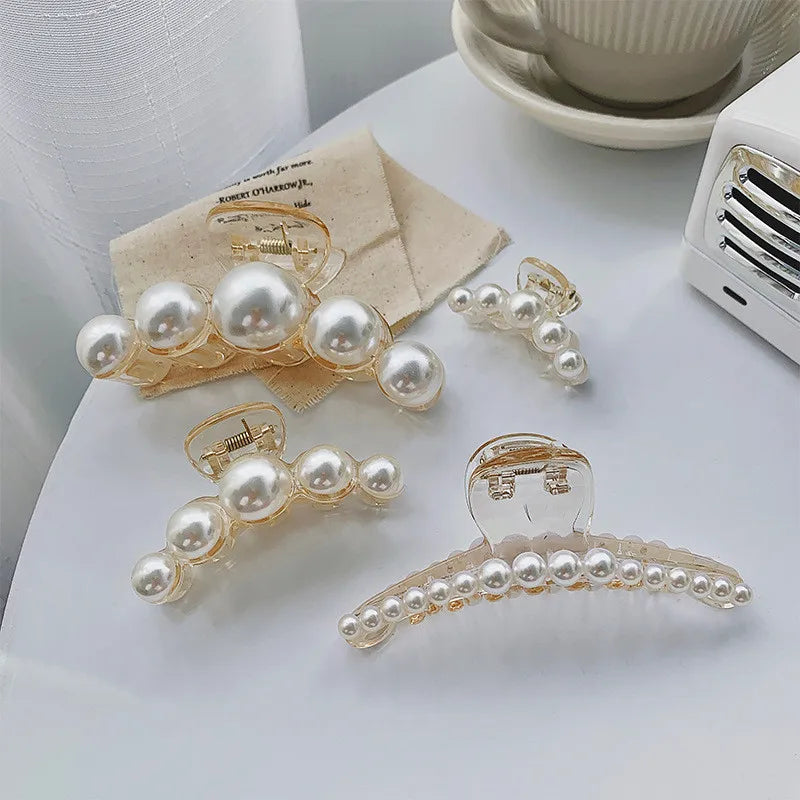Pearl Hair Claw Clips for Women – Large Korean Shark Barrette