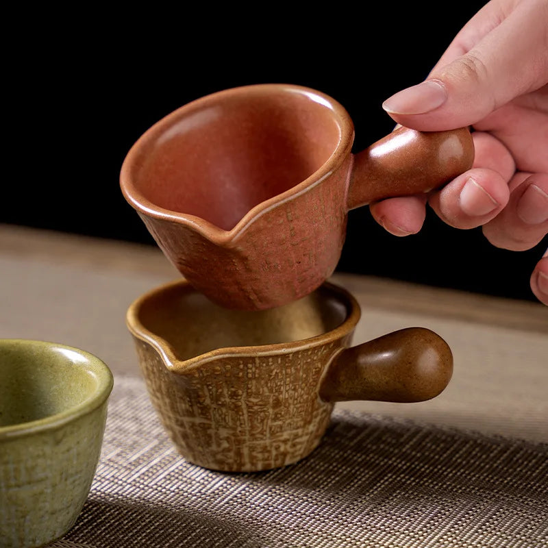 Vintage Ceramic Dipping Sauce Cup with Handle | Retro Style