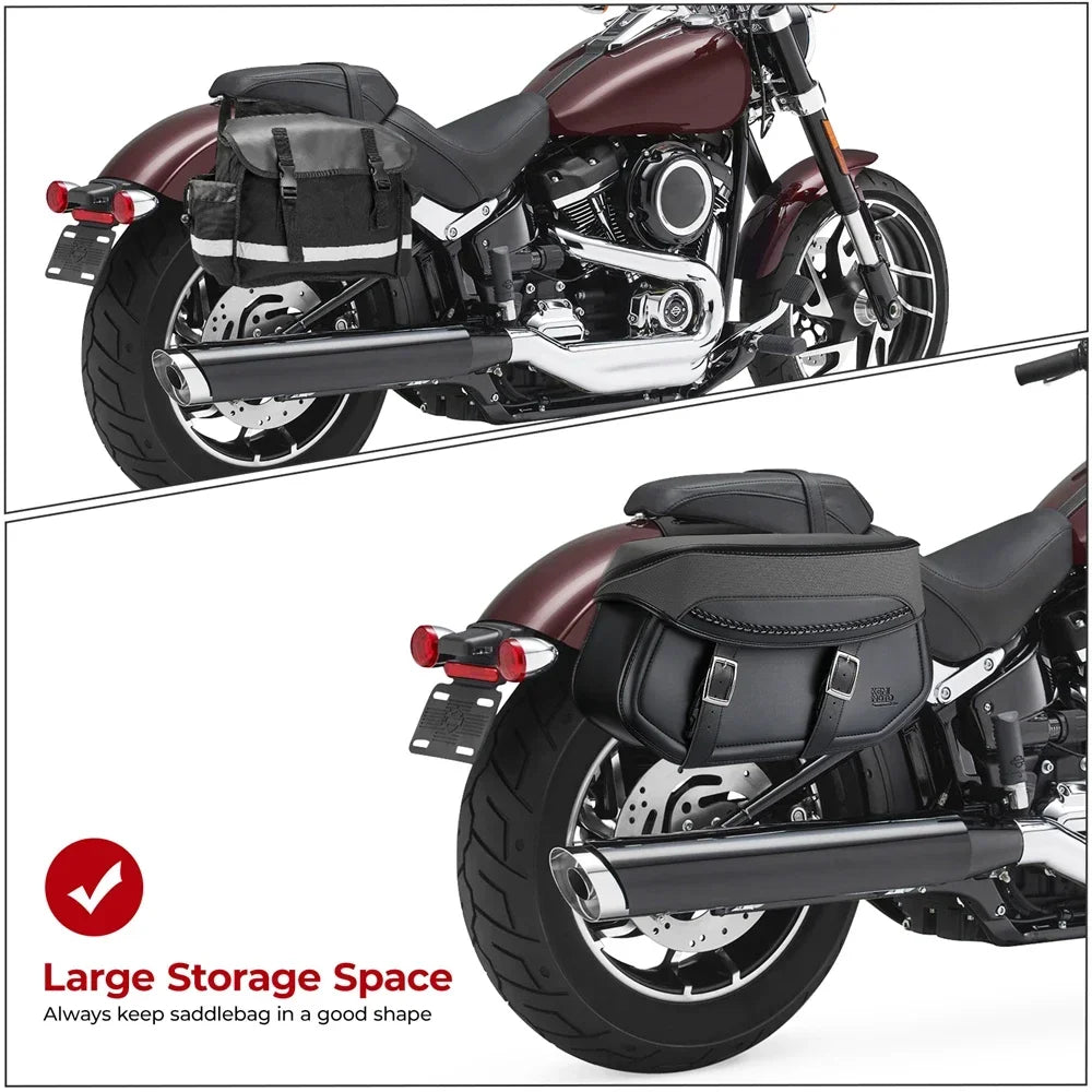 KEMITOUR Throw-Over Motorcycle Saddlebags | PU Leather Waterproof
