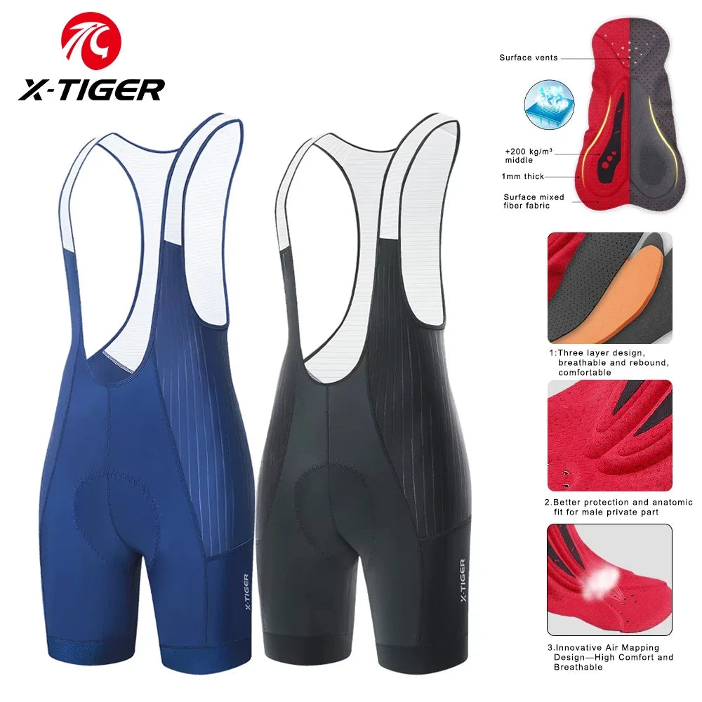 X-TIGER Men's Pro Cycling Bib Shorts | Foam Padded Road MTB
