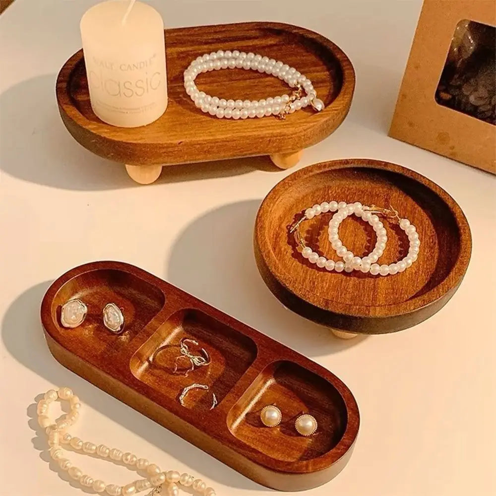 Wood Jewellery Display Tray – Round & Oval Pedestal Stand