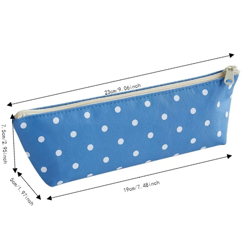 Polka Dot Pencil Case Large Capacity Zipper Stationery Pouch