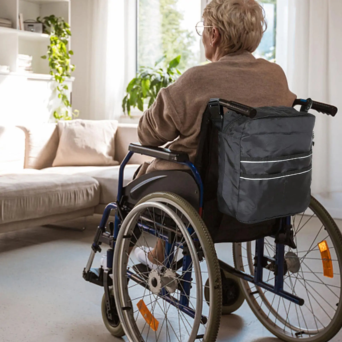 Wheelchair Backpack Storage Bag – Adjustable Strap, Oxford