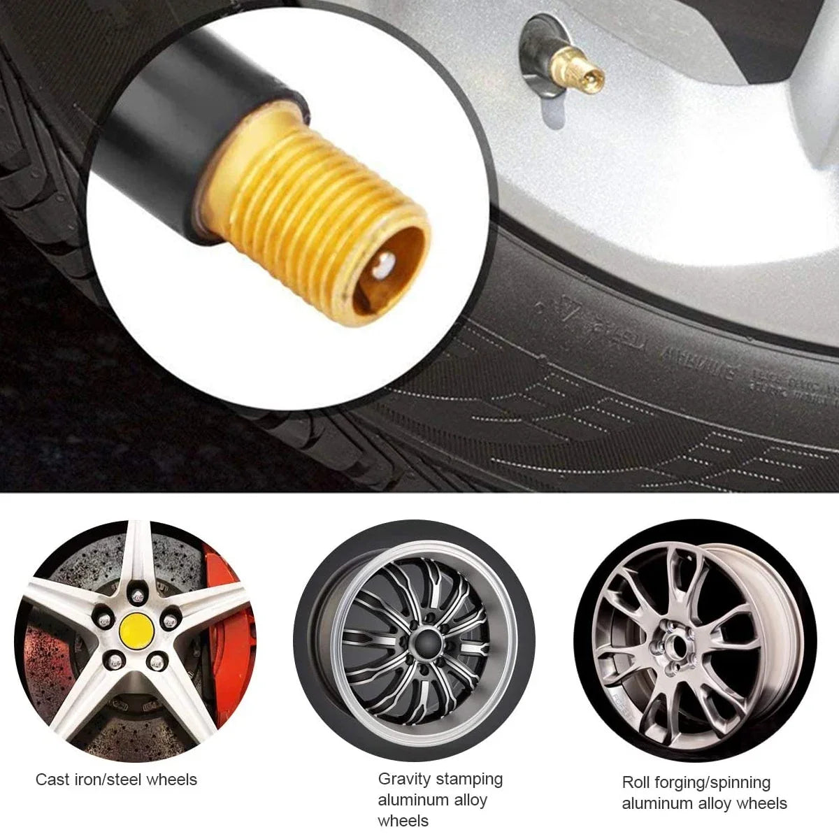 100Pcs TR414 Snap-In Tubeless Tire Valve Stems – Universal Fit
