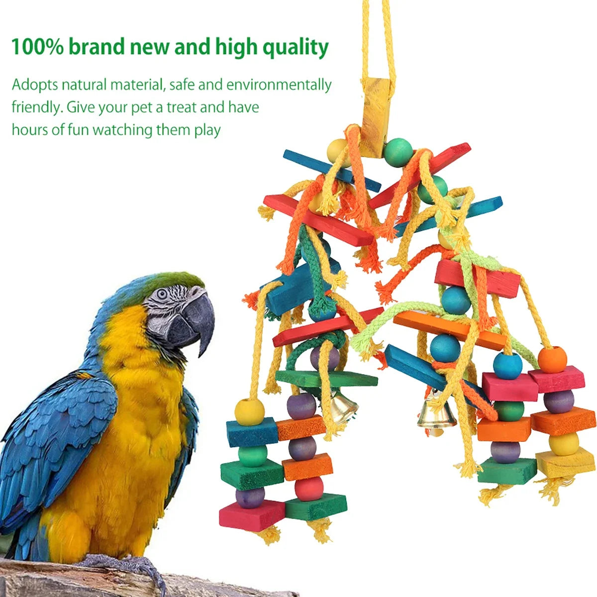 Wooden Rope Parrot Toy – Hanging Ladder & Bird Swing Chew Toy
