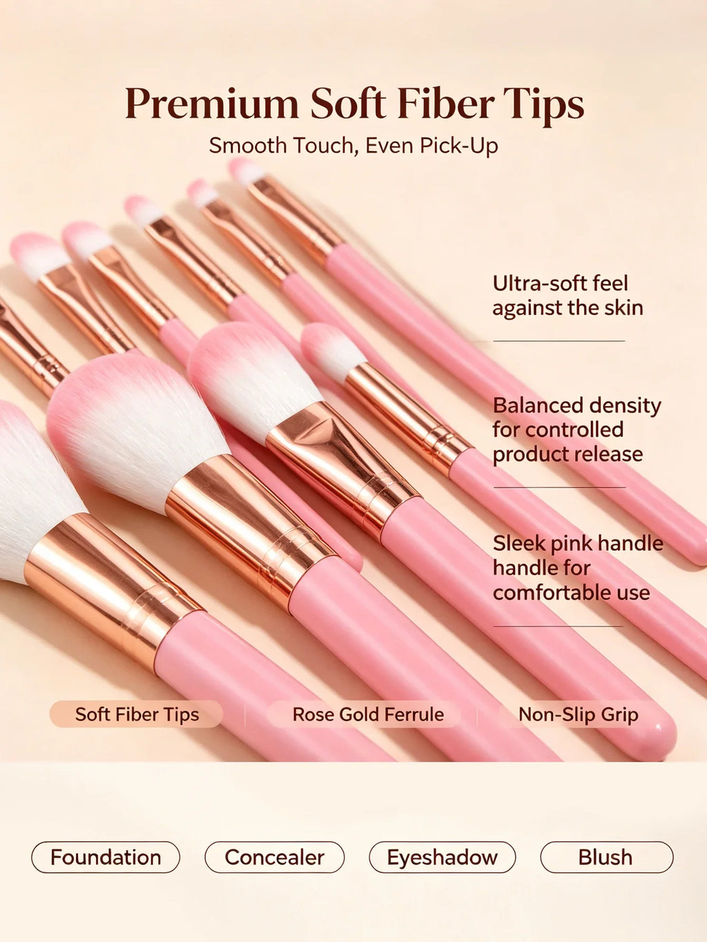 15-Piece Makeup Brush Set with Sponge & Puff | Nixie