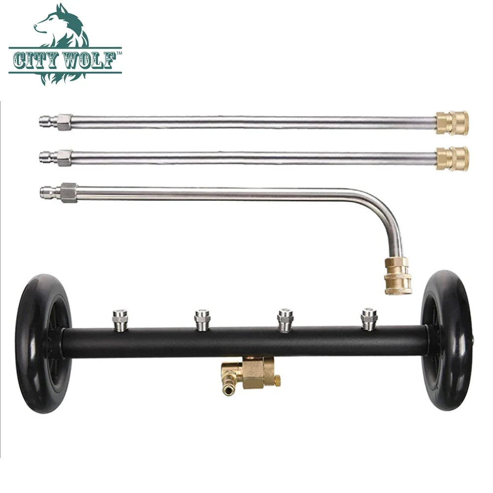 16" Undercarriage Pressure Washer Water Broom + 3 Wands