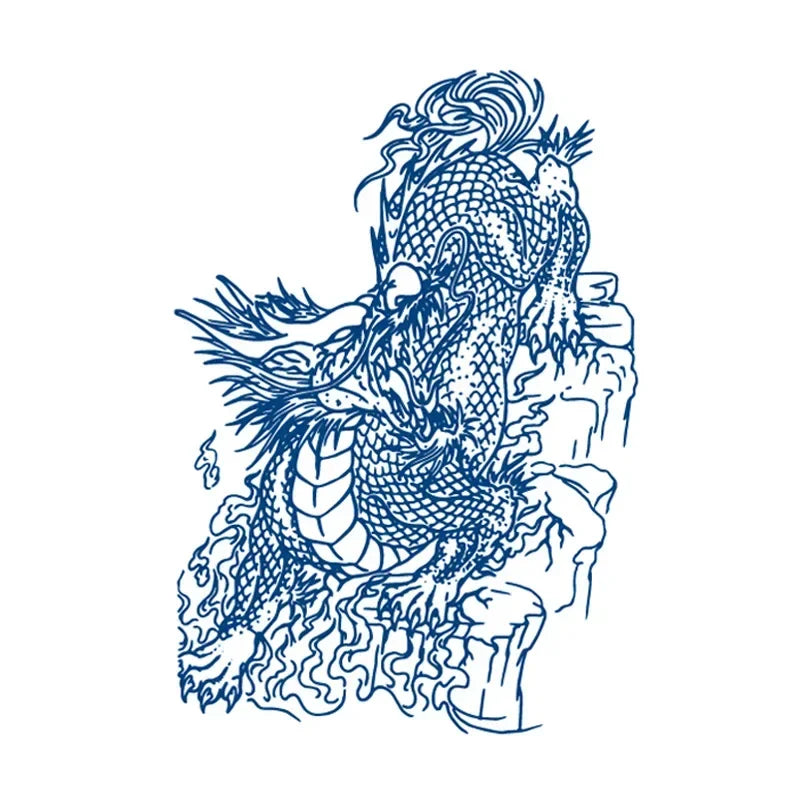 Blue Snake Temporary Tattoo Sticker – Waterproof Body Art