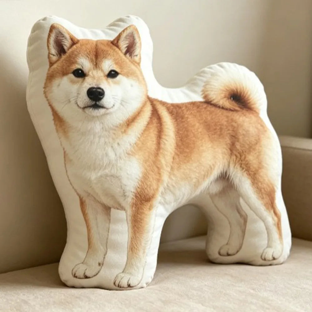 Shiba Dog Shaped Throw Pillow – Soft Plush Animal Cushion