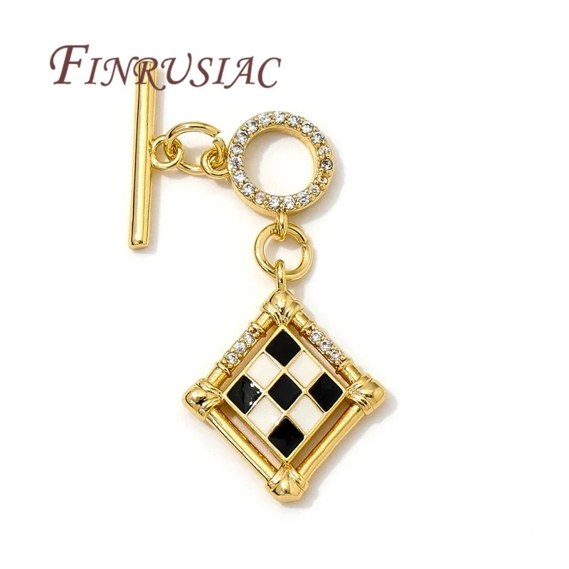 18K Gold Plated OT Toggle Clasp – Brass Zircon Jewelry Findings