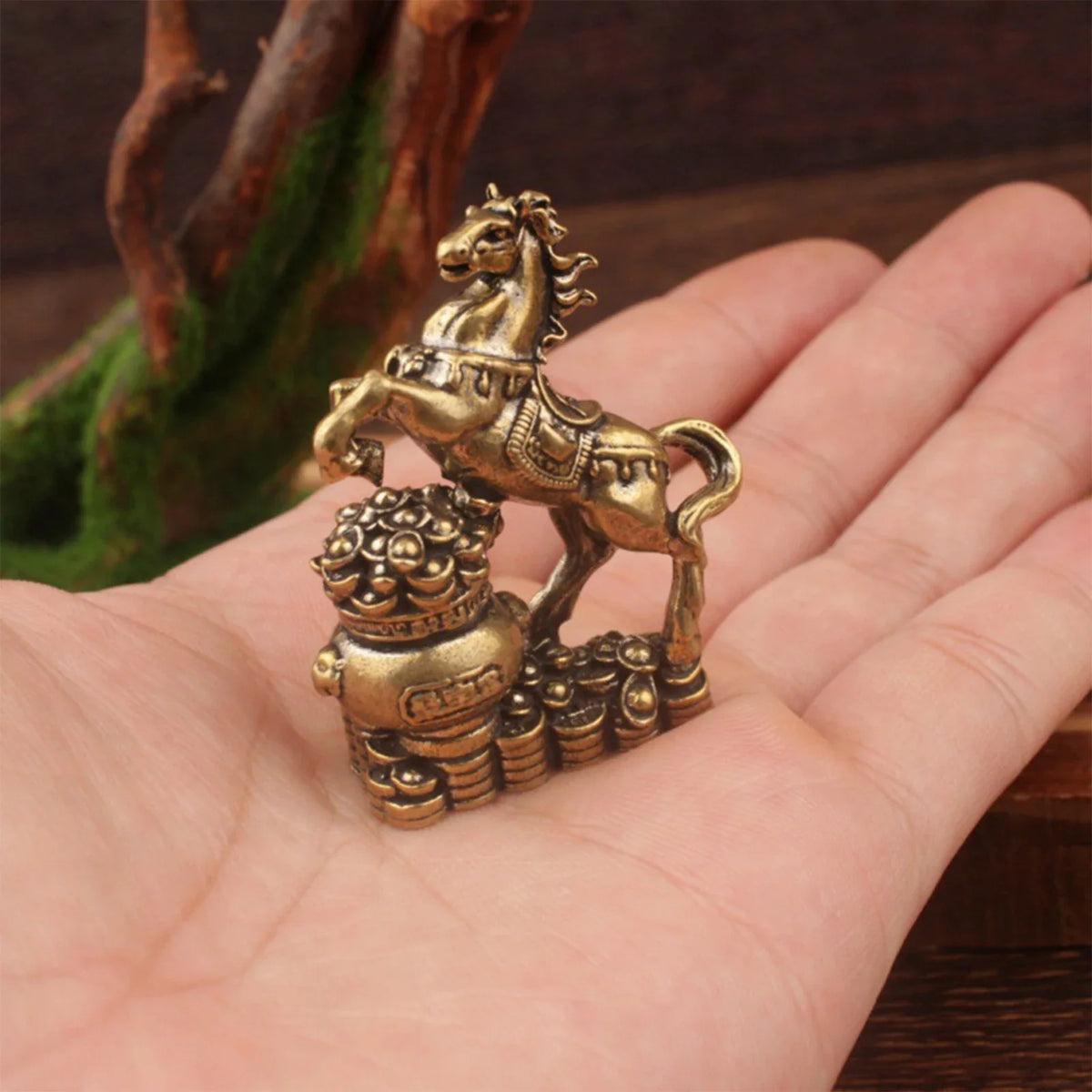 Brass Horse Figurine Feng Shui Zodiac Lucky Statue Home Decor