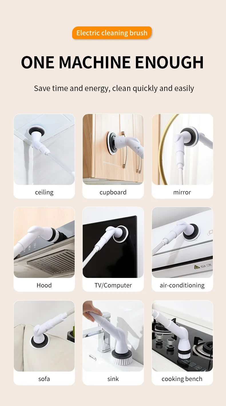 Wireless Electric Cleaning Brush – Telescopic Long Handle