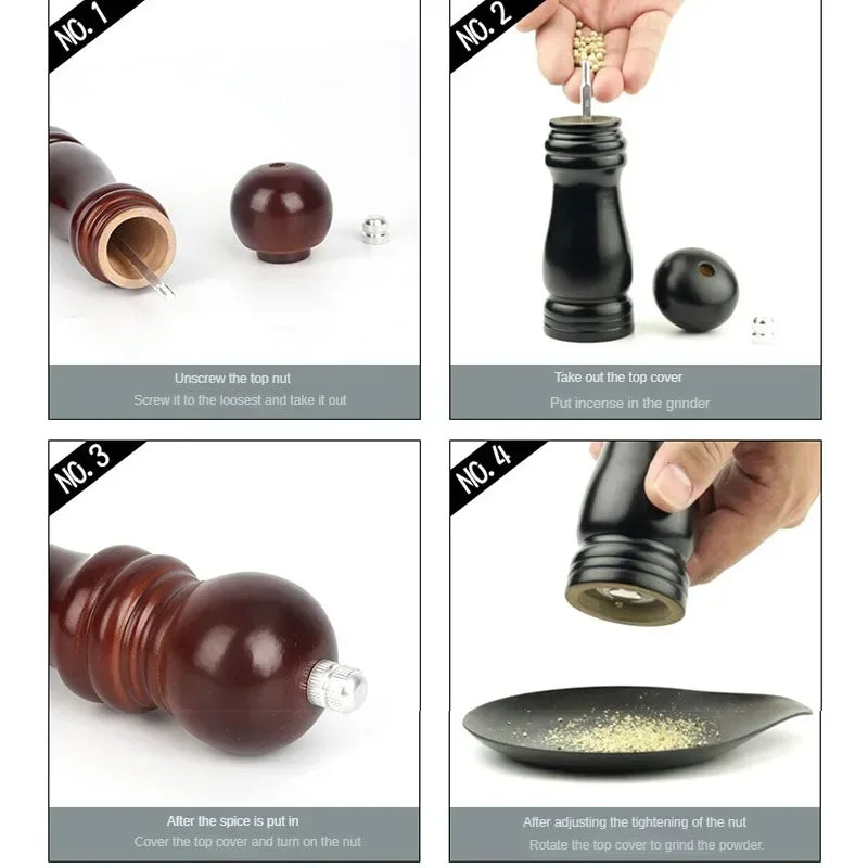 Solid Wood Salt & Pepper Grinder – Adjustable Spice Mill