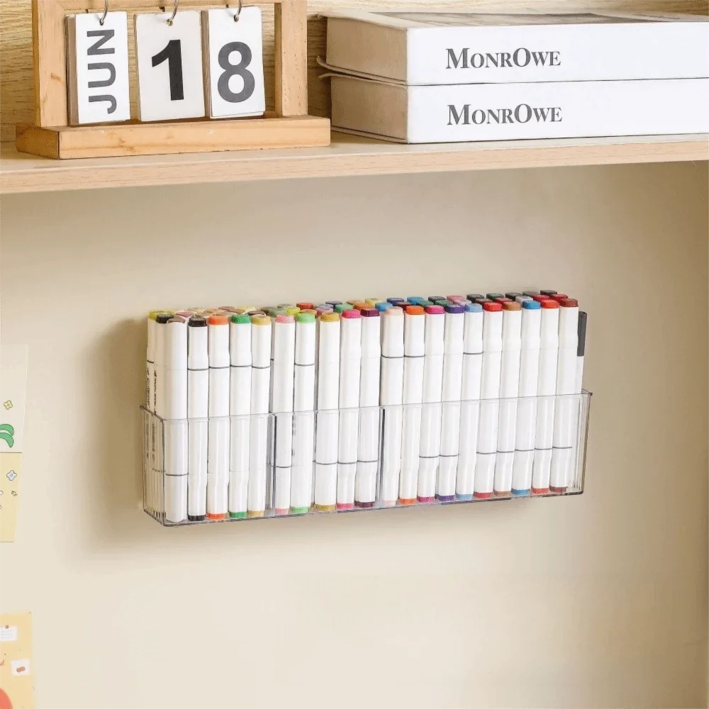 Wall-Mounted Acrylic Pen & Marker Organizer – 3 Compartments