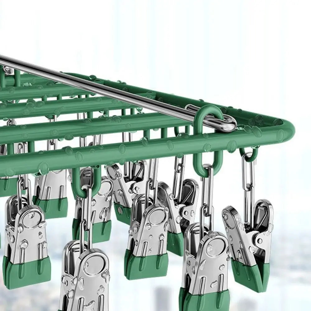Stainless Steel Clothes Drying Rack 18/24 Non-Slip Clips
