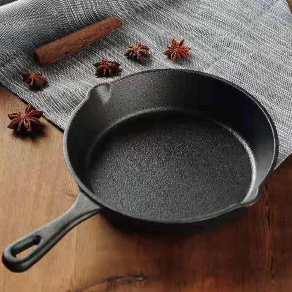 FEB.WIND Cast Iron Skillet – Round Frying Pan & Griddle