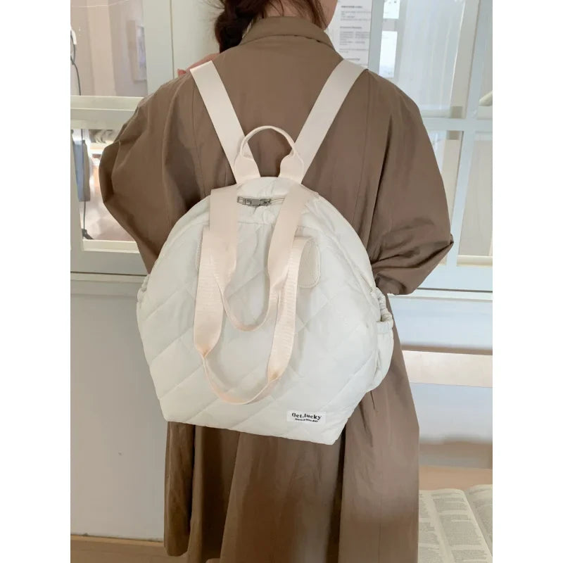 Diamond Pattern Large-Capacity Women's Backpack | Flannel