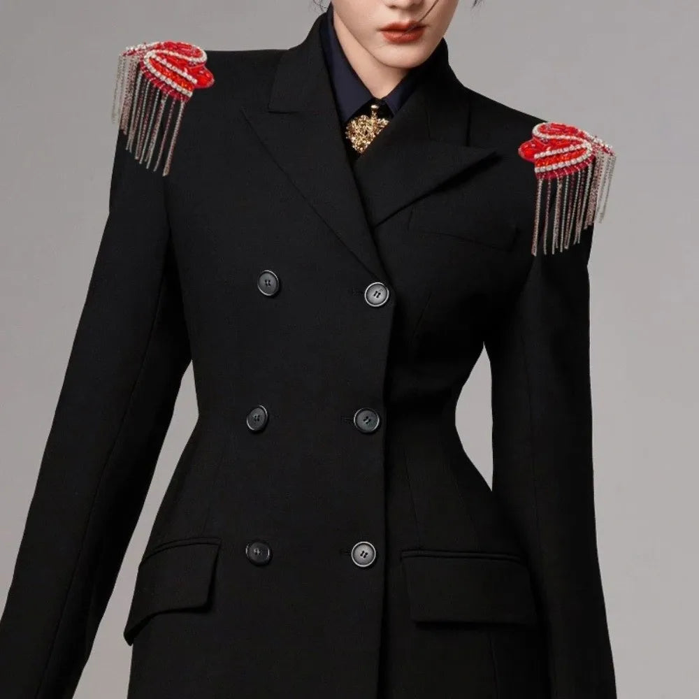 Rhinestone Tassel Epaulet – Sparkling Beaded Shoulder Patch