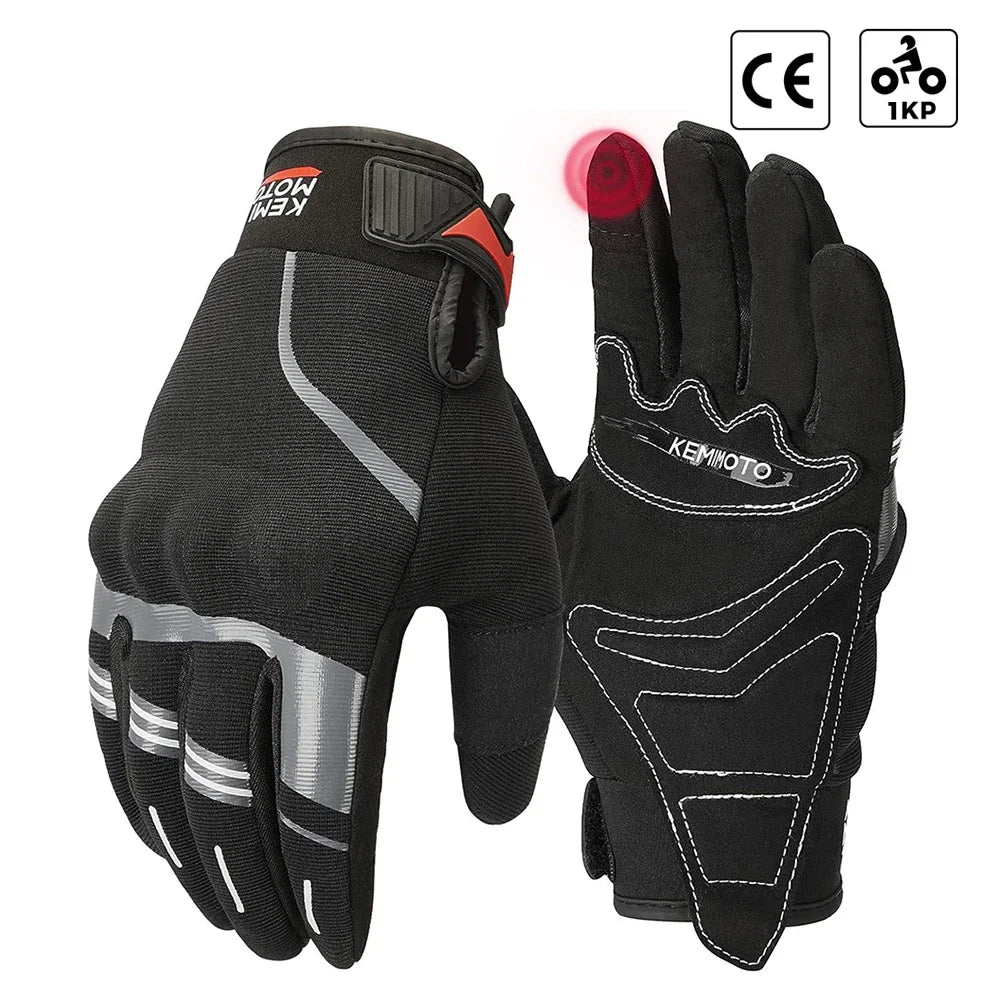 KEMITOUR Summer Motorcycle Gloves Hard Knuckle Touchscreen Moto