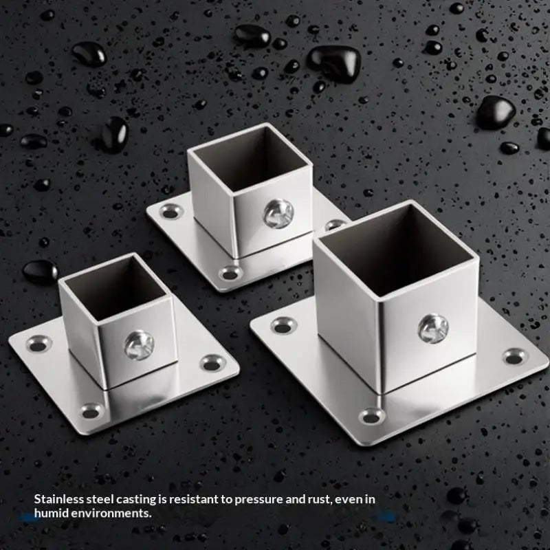 Stainless Steel Square Tube Connector Flange Base 25/30/35mm