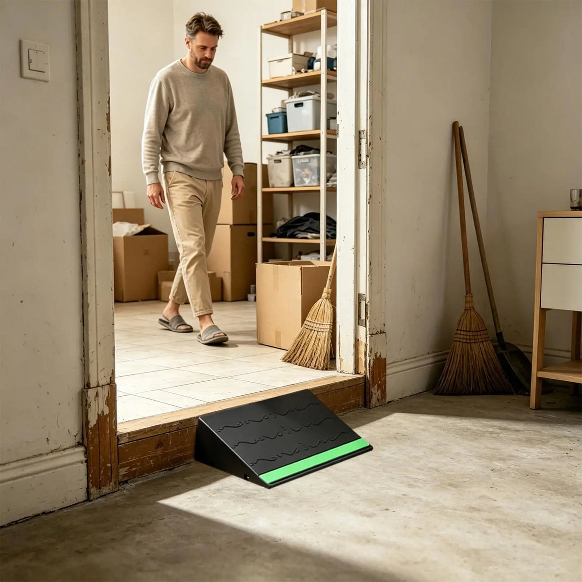 Indoor Threshold Ramp with Glow Strip & Anti-Slip Mat