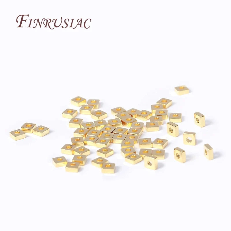 3mm 18K Gold Plated Flat Square Spacer Beads | DIY Jewelry