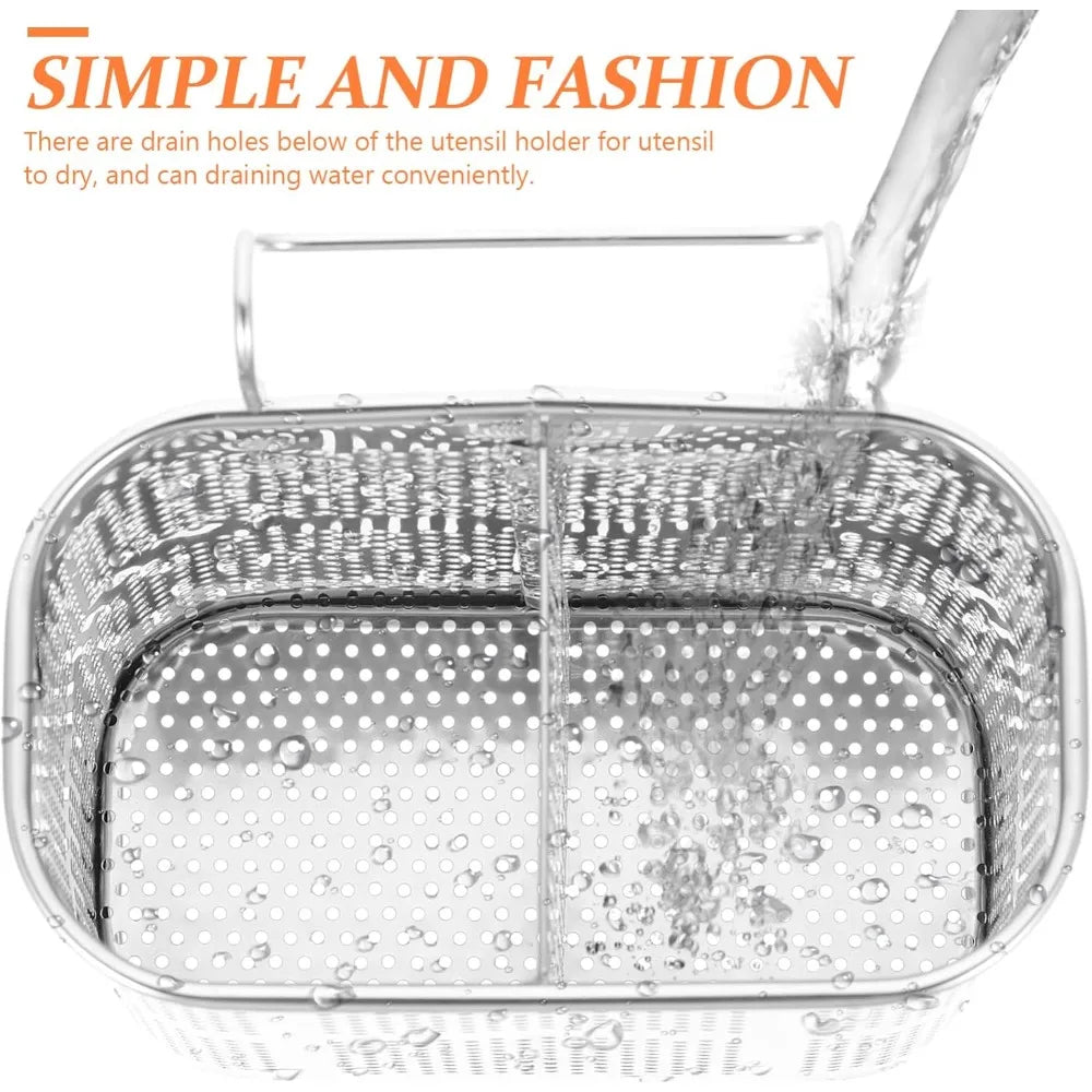 Stainless Steel Utensil Drying Basket & Chopstick Rack