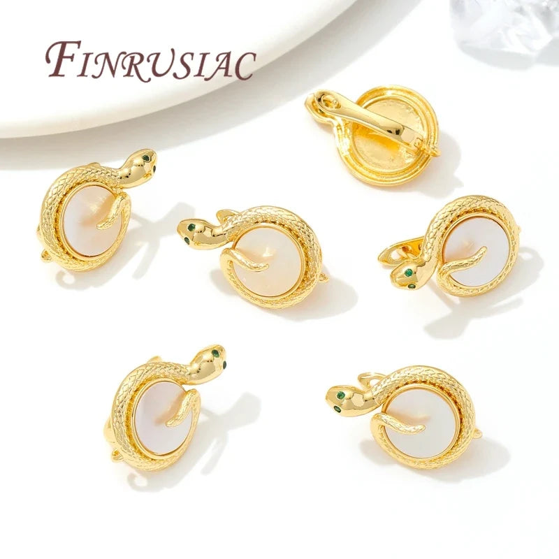 18K Gold Plated Zircon Snake Earring Hooks & Clasps | DIY