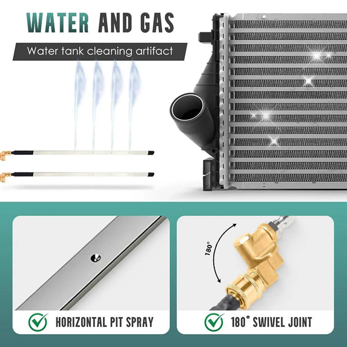 Radiator Cleaning Wand 180° Rotation Pressure Washer Tool