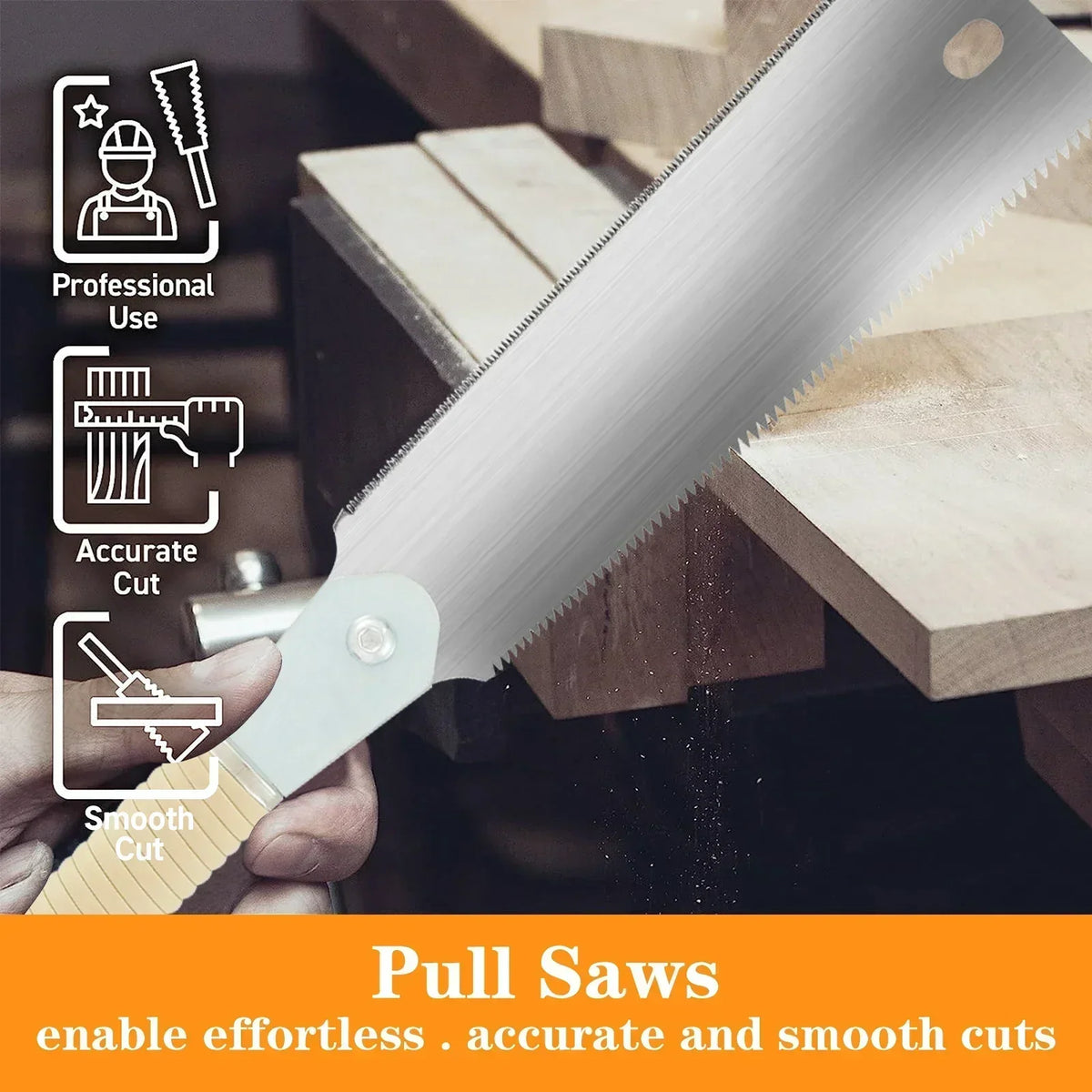 Japanese Pull Saw 9.3" SK5 Double Edge 10/17 TPI Woodworking Saw