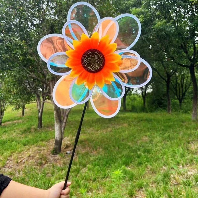 Reflective Sunflower Windmill – Bird-Deterrent Garden Decor, 6 Colors