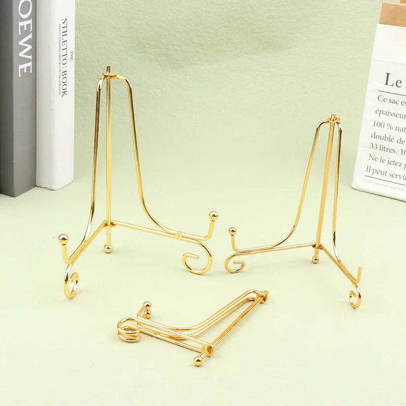 Gold Iron Display Stand Easel for Photos, Plates & Books