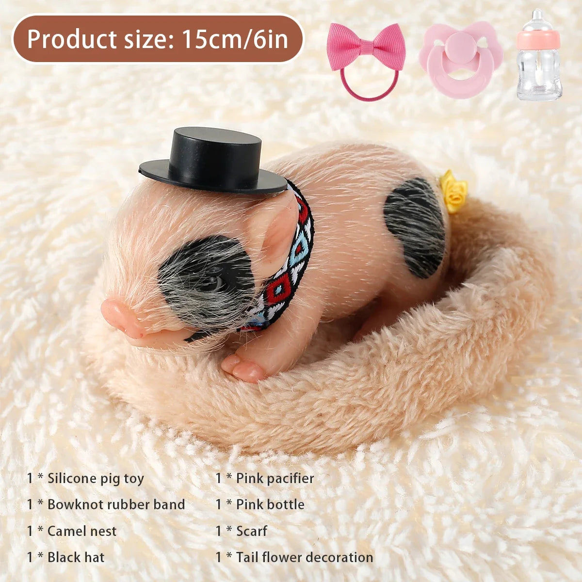 Mini Silicone Piglet Doll Toy Set – Lifelike Reborn Pig Gift