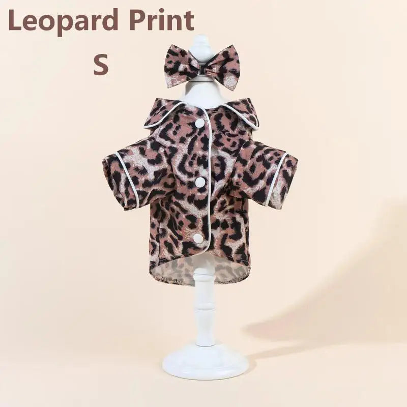 Satin Dog Pajamas Set with Bow Headband | Soft Pet Sleepwear