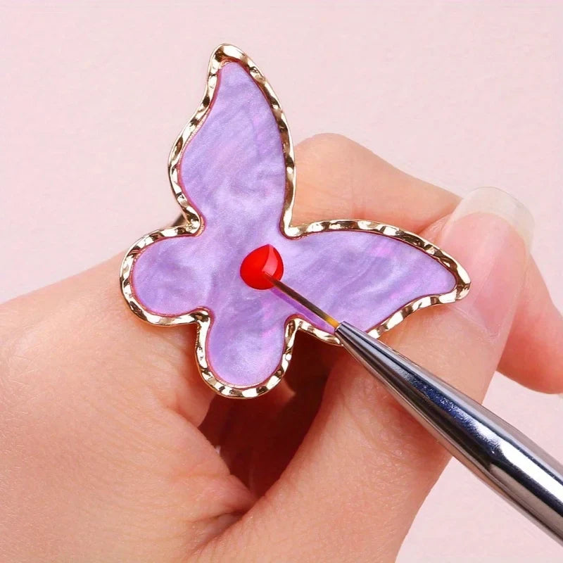 Resin Amber Butterfly Nail Art Palette Ring | Color Mixing Tool