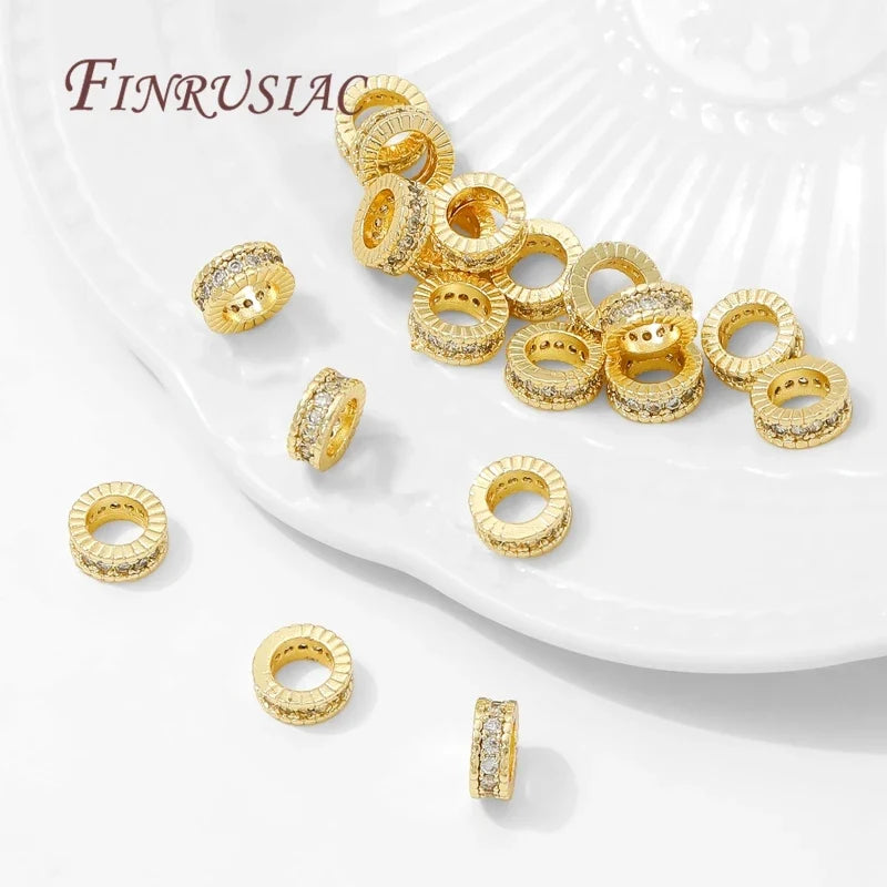 18K Gold Plated Zircon Round Spacer Beads 4mm 6mm 8mm – DIY