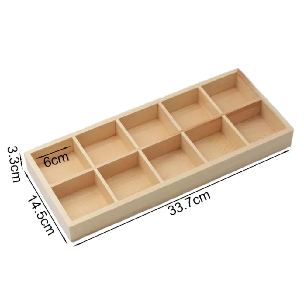 Multi-Grid Wood Succulent Tray & Desktop Organizer Holder